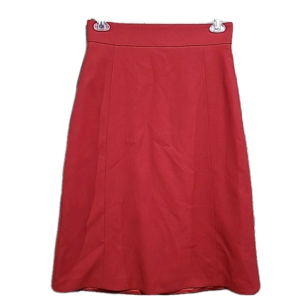 LK Bennett Tweed Pencil Midi Skirt Sz 8 Pompeian Red Career Office Professional